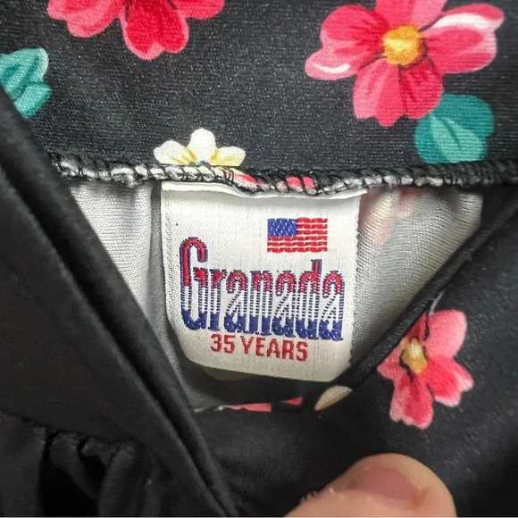 VINTAGE Granada Short Sleeve Floral Nightgown pockets midi length size Medium - Picture 5 of 6